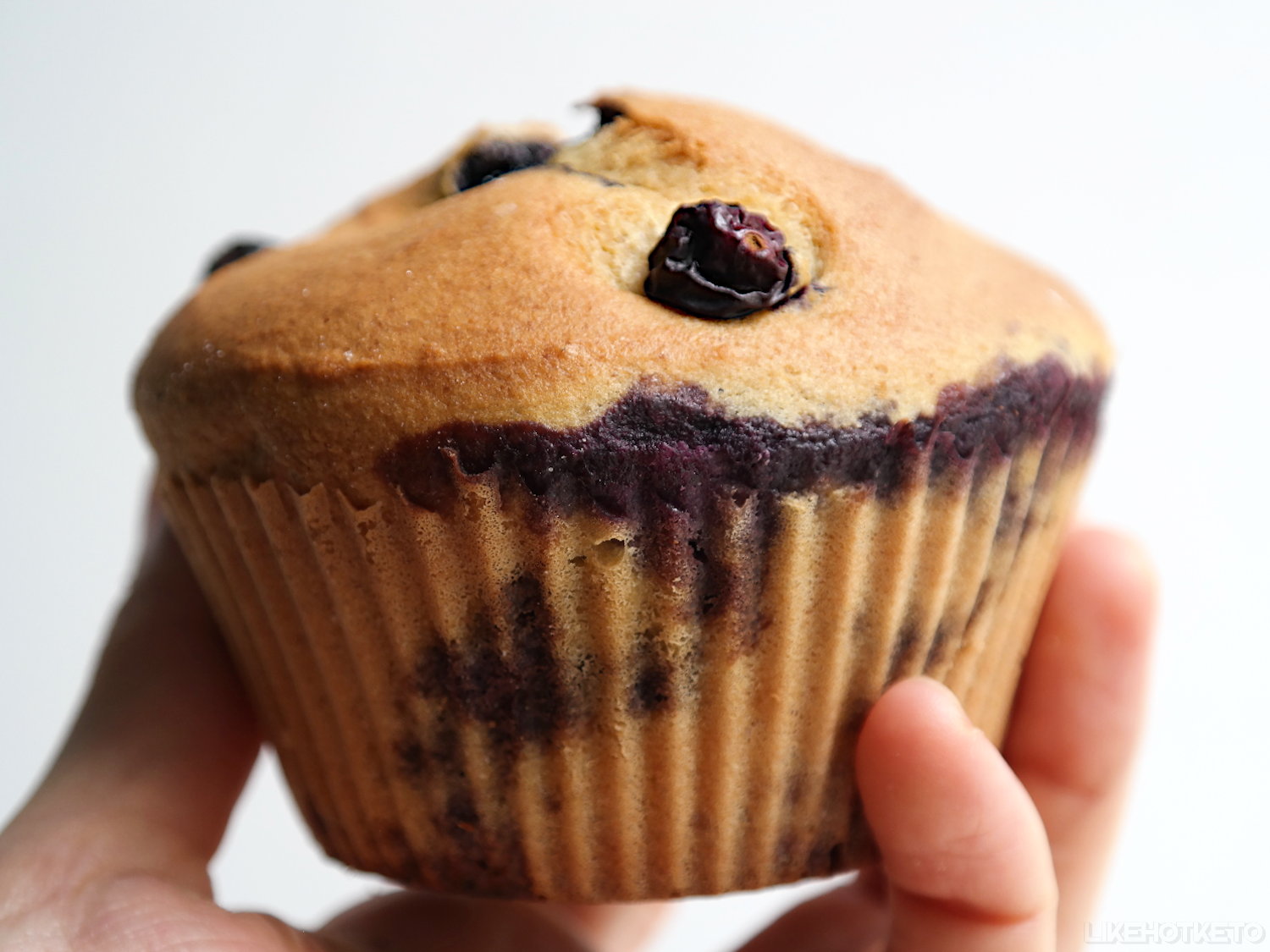 A huge blueberry muffin.