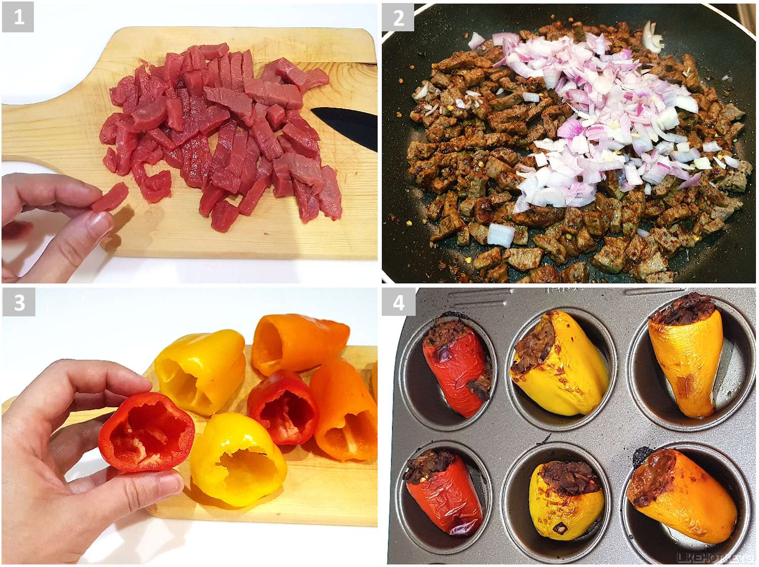 A step by step gallery of how to make keto fajita stuffed mini bell peppers.
