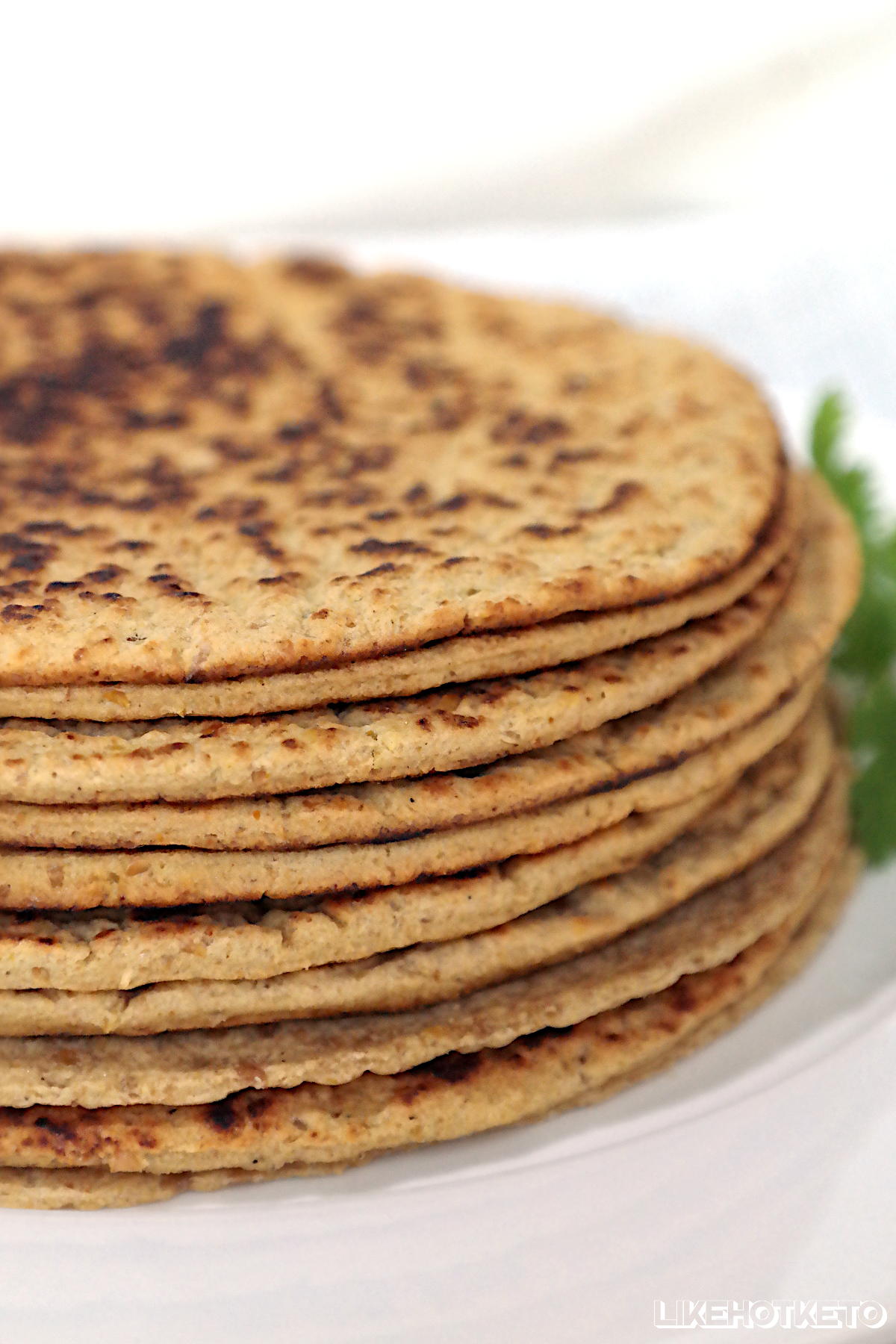 A tall pile of keto Mexican soft tortillas.