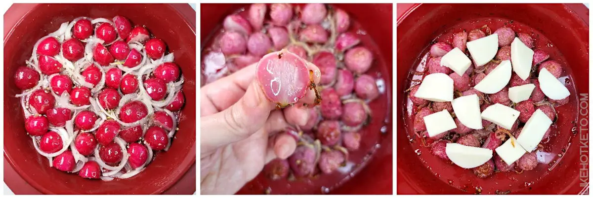 How to make roasted radishes in duck fat, loaded with mozzarella cheese.