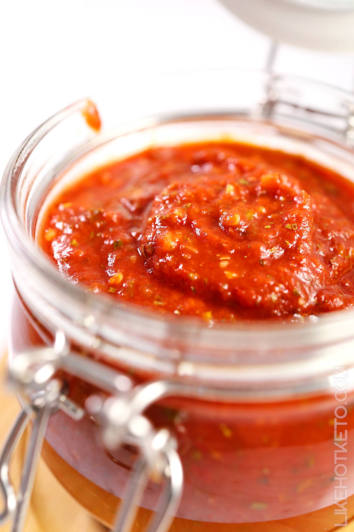 Mason jar with homemade tomato sauce.