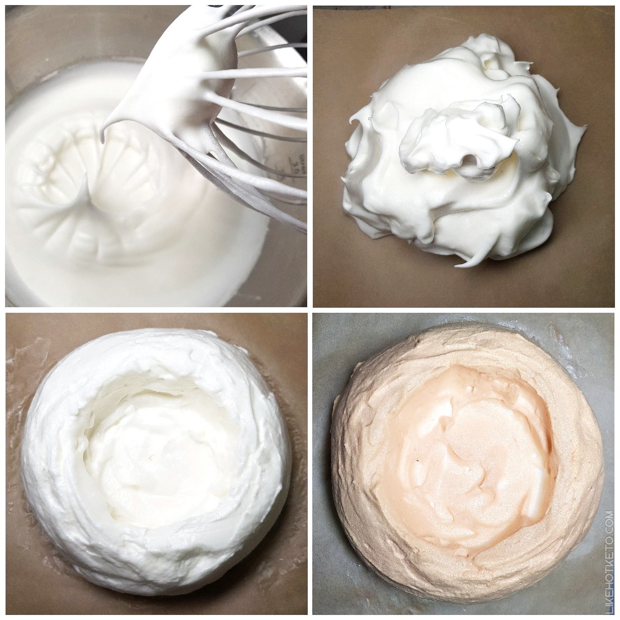 How to prepare the meringue and shape the pavlova.