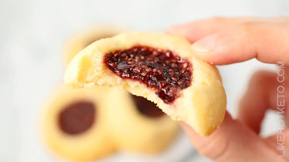 Half berry chia jam thumbprint cookie.