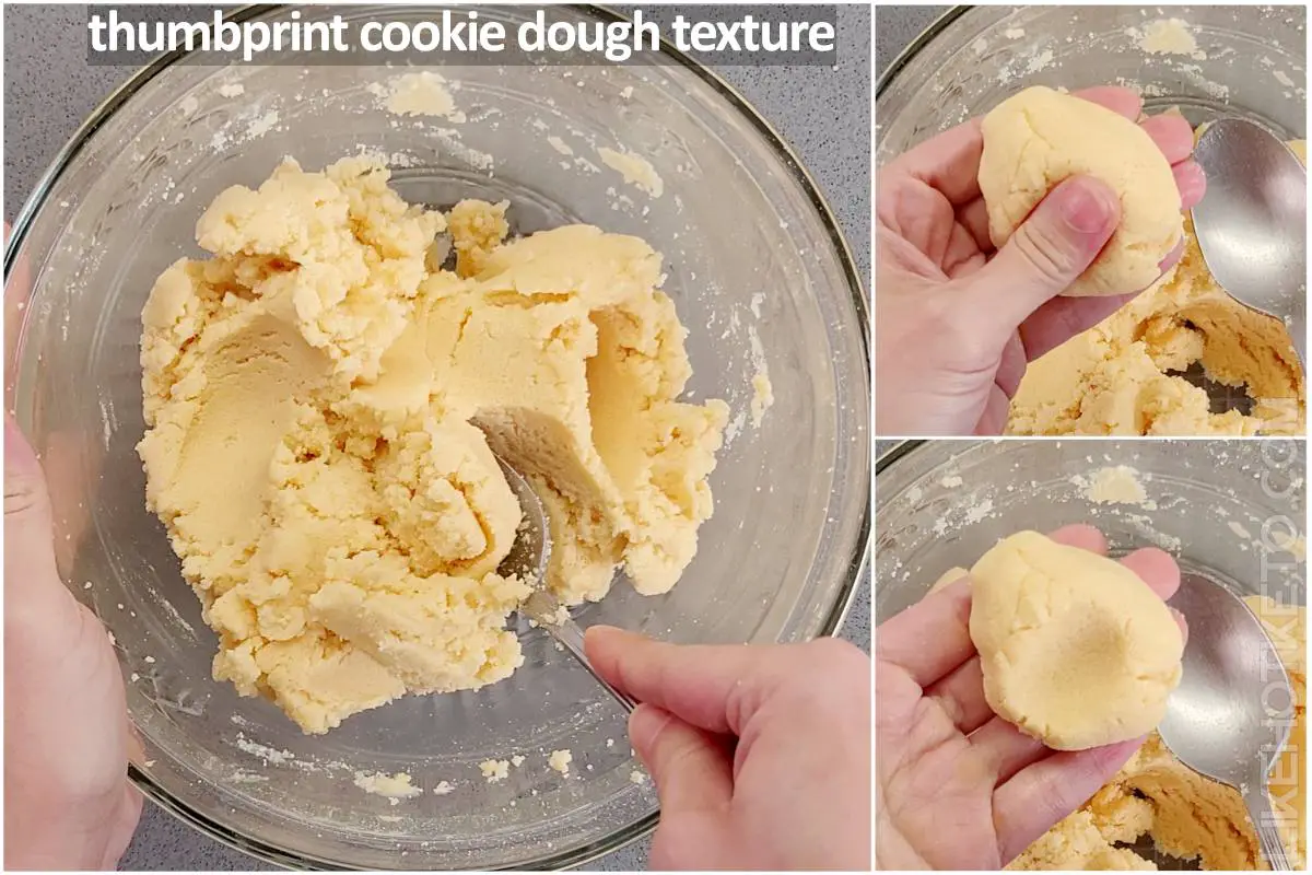 Appearance of keto butter thumbprint cookie dough when ready.