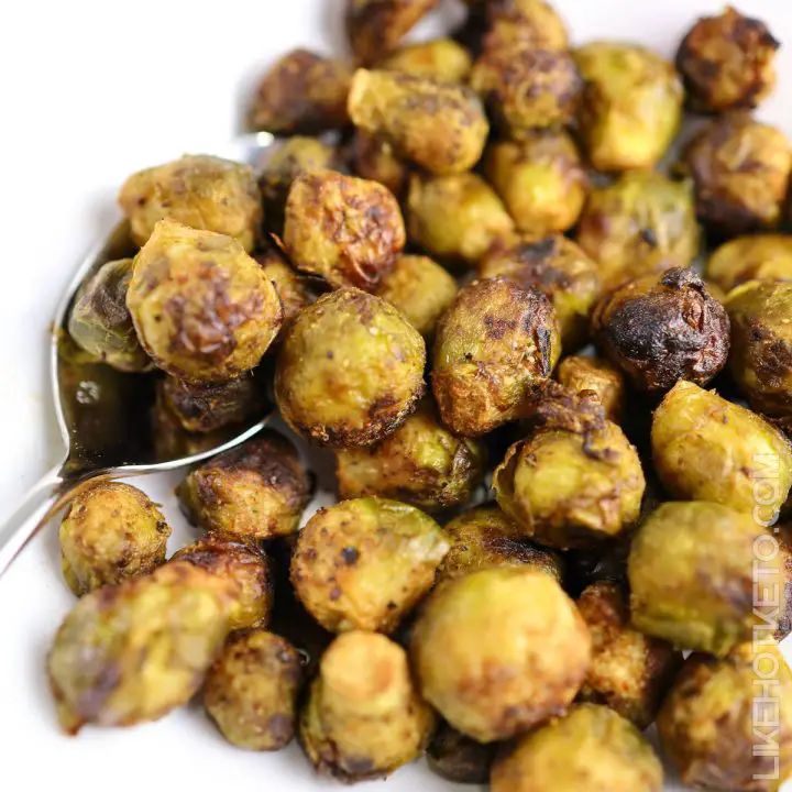 Crispy and caramelized air fryer Brussel sprouts.