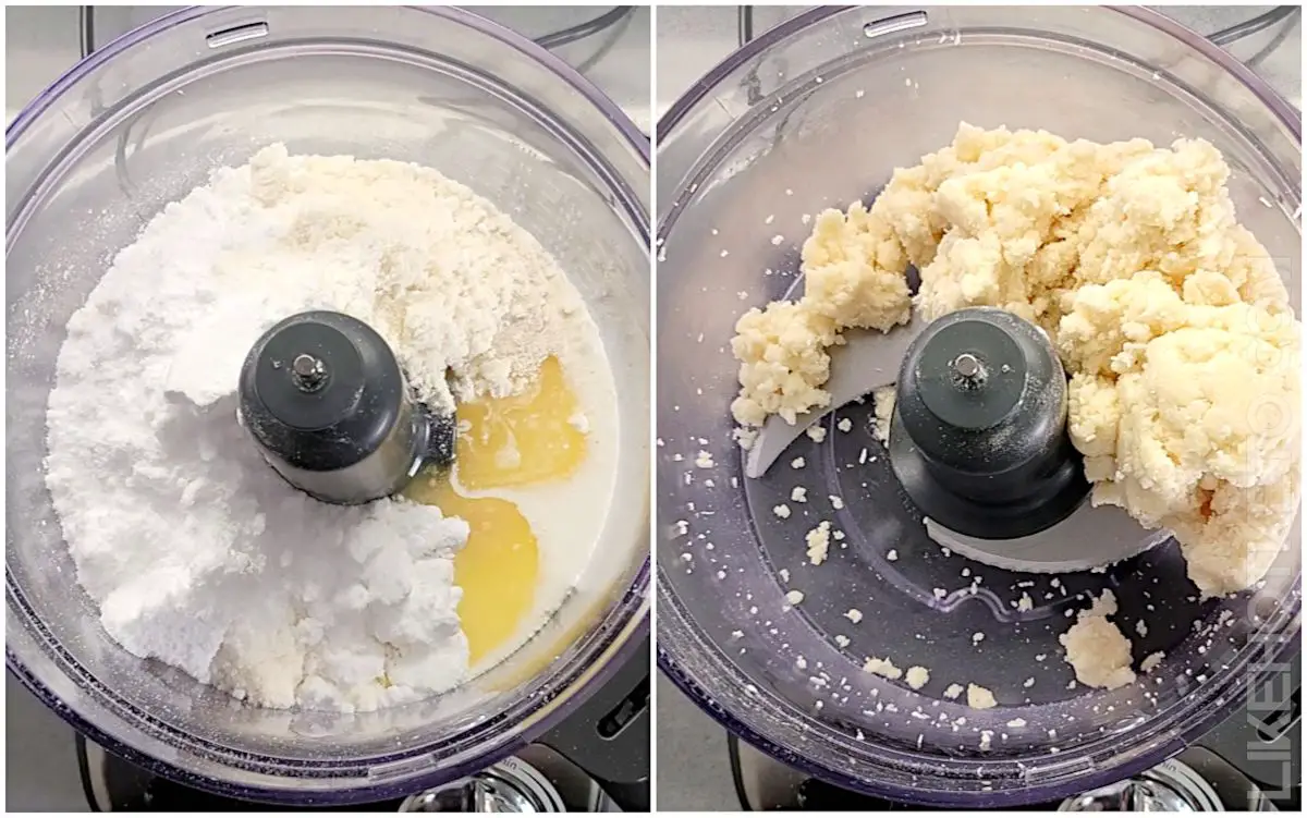 All ingredients for keto snowballs added  in food processor, then mixed together to for the candy dough.
